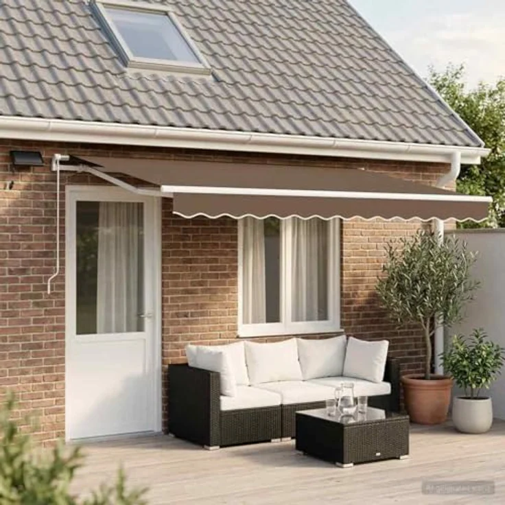 vidaXL Ausziehbare Markise Taupe 600 x 350 cm, UV-beständig mit solarbetriebenen LEDs und Aluminiumgestell – Bild 2