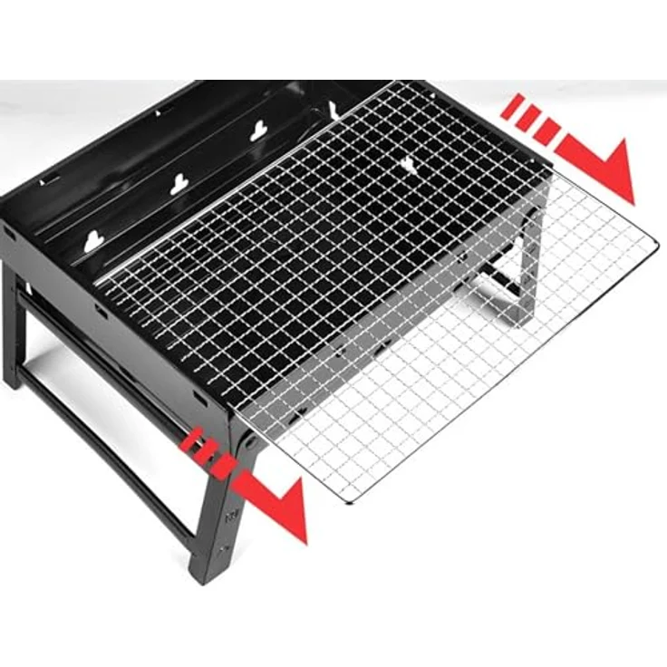 35x27x20 cm Holzkohlegrill Tragbar, Klappgrill, tragbarer Koffergrill, BBQ Faltgrill für Camping, Picknicks, Urlaub, Strandpartys und andere Outdoor-Aktivitäten, Reisegrill, Koffergrill – Bild 3
