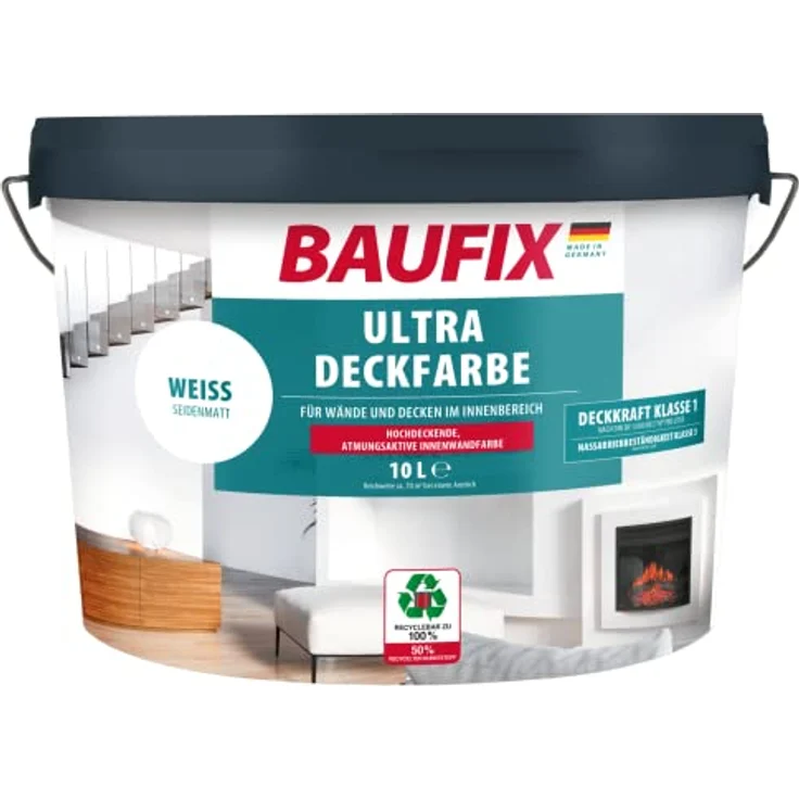Baufix Ultra-Deckfarbe weiß, 10 l – Bild 1