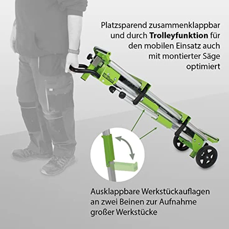 TrutzHolm Untergestell für Kappsägen, mobiles Aluminium-Maschinengestell mit Trolley-Funktion, verstellbar, 150 kg Tragkraft – Bild 4