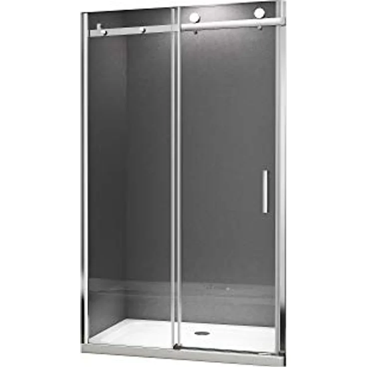 BuyLando Viktoria Nischendusche 145x195 cm mit Schiebetür, Klarglas und Silber Beschlägen – Bild 1