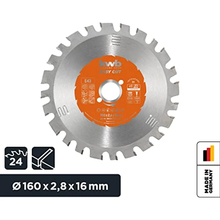 kwb Easy-Cut Kreissägeblatt für Handkreissägen 584333 (160 x 16 mm, 24 Zähne, Spezial-Wechselzahn, Allzweckblatt) – Bild 3
