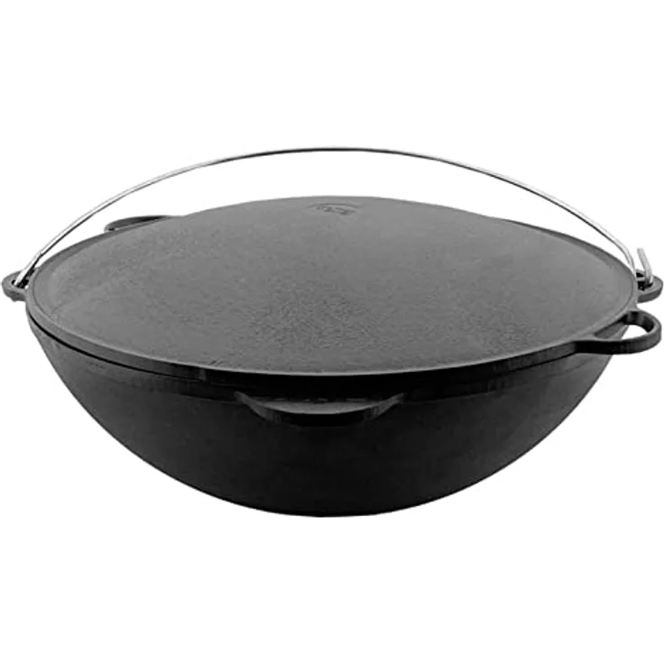 15L Schwenktopf Kazan Grill BBQ Camping Bräter Gusseisen Deckel-Bratpfanne Plow