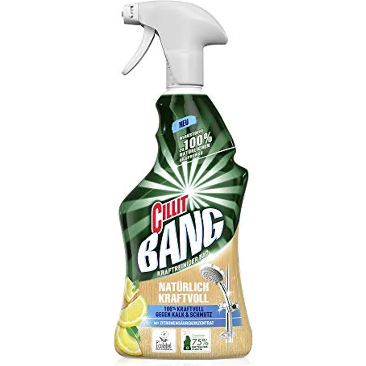 CILLIT BANG Kraftreiniger Badreiniger NatürlichKraftvoll Spray, 750ml für hygienisch saubere Oberflächen