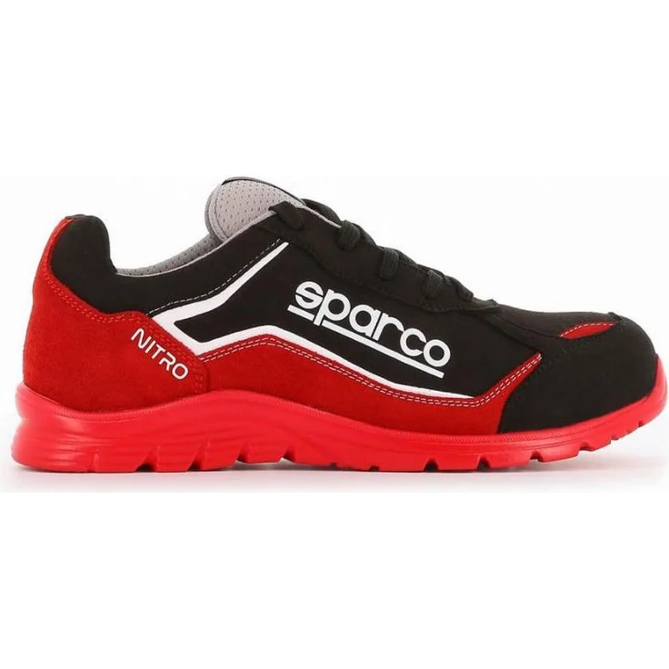 Sparco Nitro S24, Niedrige Sicherheitsschuhe S3 SRC, rot und schwarz, Größe 36, ultraleicht, atmungsaktiv, Antislip- und Antishock-Funktionen