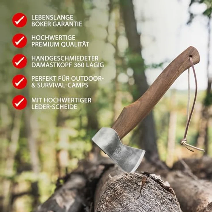 Böker Plus Axt Böker Plus Appalachian Axe Damast mit Klingenschutz, 390 g, Braun – Bild 2