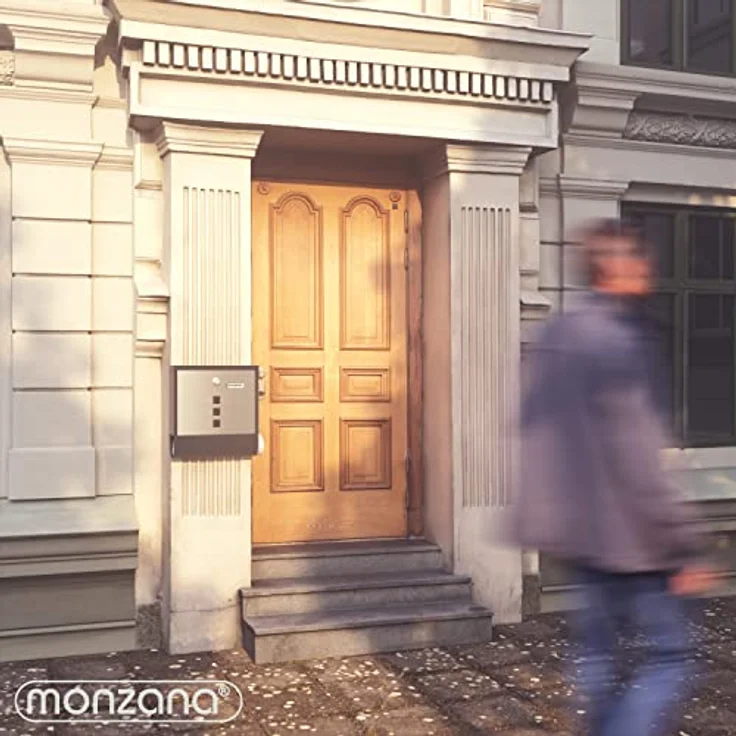 Monzana Design Briefkasten Edelstahl mit Zeitungsfach Sichtfenster Namensschild drehbare Abdeckung Kreuzschloss 2 Schlüssel Postkasten Schwarz-Silber - Preisvergleich – Bild 2