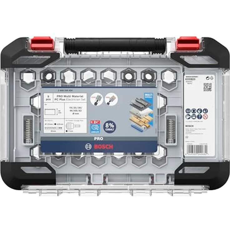 Bosch 9x PRO Multi Material Power Change Plus Lochsäge-Set – Transparentes Etui (für Weichholz, Trockenbauwand, Ø 19, 25, 38, 44, 68, 83 mm, Professional Zubehör Bohrmaschine/Schrauber) – Bild 3