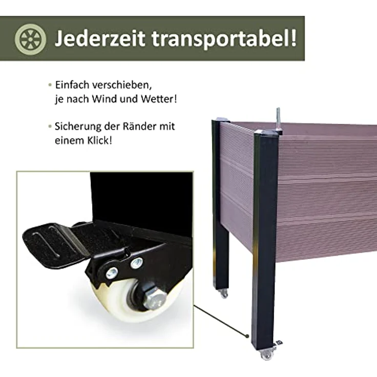 NATIV Exklusives Hochbeet mit integriertem und patentiertem Bewässerungssystem | Kräuterbeet mit Pflanzkasten 114 x 60 cm | Gemüsebeet aus WPC | Blumenkasten rollbar | Pflanzbeet Siena – Bild 3