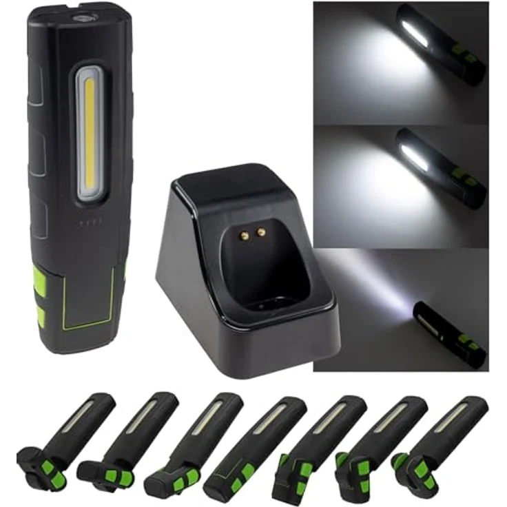 ChiliTec LED Stableuchte Akku wiederaufladbar IP67 10Watt 880Lumen Arbeitsleuchte FlexiLED 880 mit Ladestation flexibler Magnetfuß 4500k Weiß – Bild 4