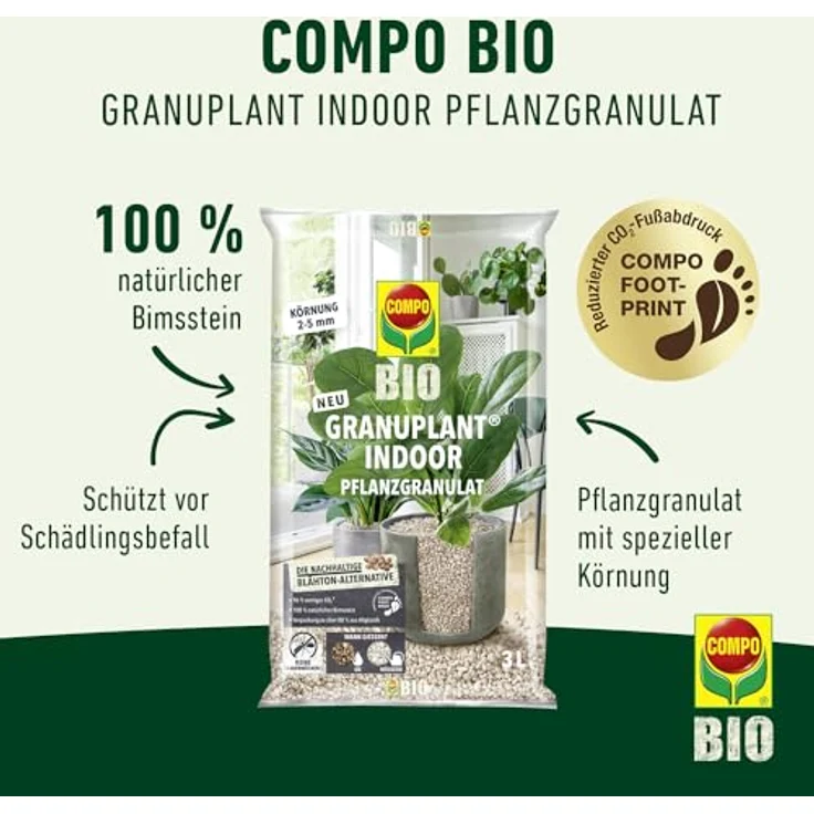 COMPO Bio GRANUPLANT Indoor Pflanzengranulat - 100% natürliches Bimsgranulat, Körnung 2-5 mm, 3 L – Bild 2