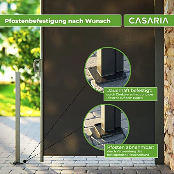 Casaria Seitenmarkise 160-180 x 300 cm Ausziehbar Blickdicht Wasserabweisend Sonnenschutz Markise Balkon Garten Seitenrollo Anthrazit Creme – Bild 3