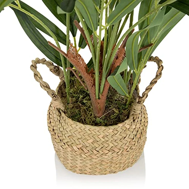 hjh OFFICE Kunstpflanze CHAMAEDOREA Bergpalme mit Korb, Höhe 65 cm, Zimmer Dekopflanze künstlich, 871014 – Bild 3