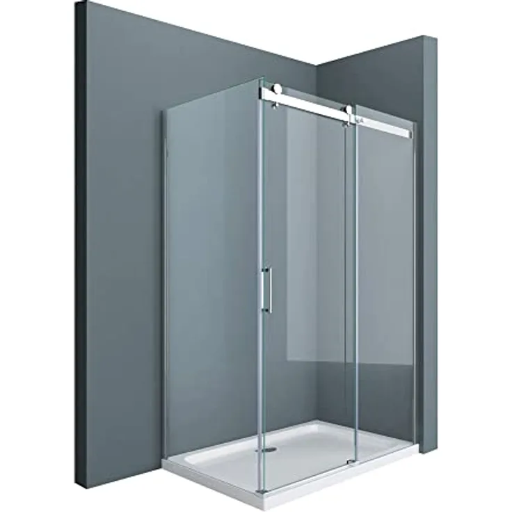 Sogood Duschkabine Ravenna17 70x100x195cm Duschabtrennung mit Schiebetür inkl. 4cm flacher Duschtasse in Weiß ESG-Sicherheitsglas Klarglas inkl. beidseitiger Easy-Clean-Beschichtung