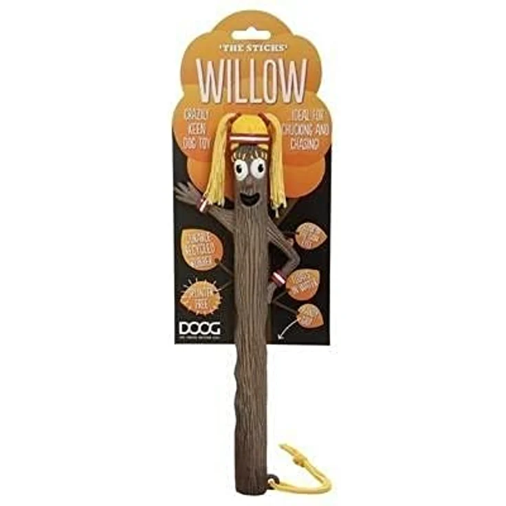 DOOG stick06 Tierspielzeug aus recyceltem Gummi, schwimmfähig mit Glow in the Dark Augen und praktischem Griff – Bild 1