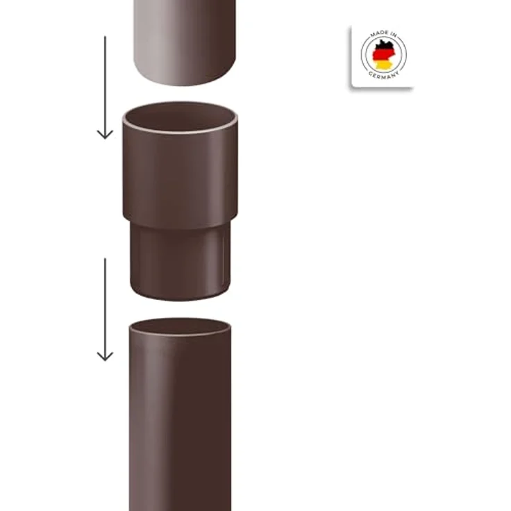 INEFA Fallrohr Verbinder DN100, 100mm Dunkelbraun PVC, witterungs- und UV-beständig, einfache Montage – Bild 3