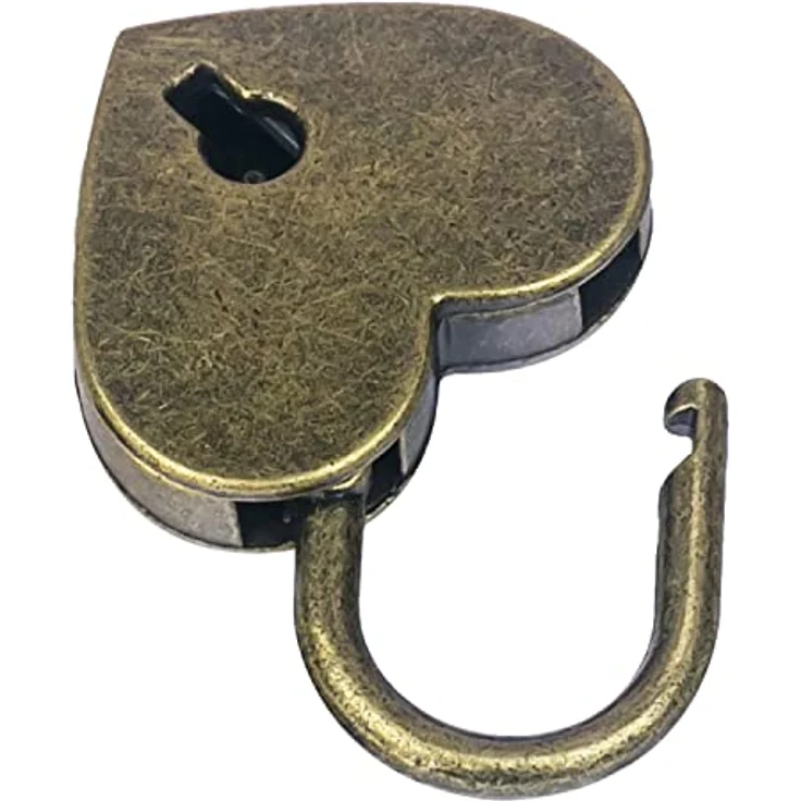 HMF Vintage Deko Vorhängeschloss mit Schlüssel in Herzform | 3,9 x 3 x 0,7 cm | Bronze – Bild 5