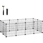 SONGMICS Freilauf, DIY-Kleintiergehege, KleintierkÄfig, Welpenauslauf, Kaninchen, Meerschweinchen, Metallgitter, 143 x 73 x 46 cm, schwarz LPI01H