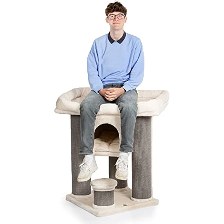 CanadianCat Company | Kratzbaum Calgary - beige - große Plattform, Kuschlhaus, Kuschelhöhle, dicke Sisalstämme, für große und schwere Katzen geeignet - Preisvergleich – Bild 2