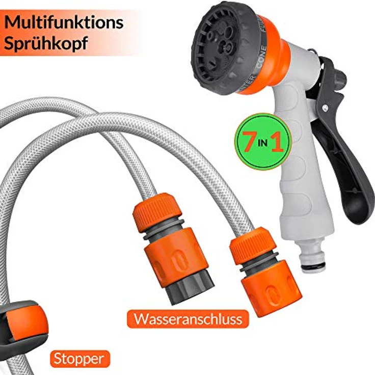 GARDEBRUK Schlauchaufroller Wasser 30 + 2m Schlauchtrommel 7-in-1 Handbrause Gartenschlauch – Bild 4