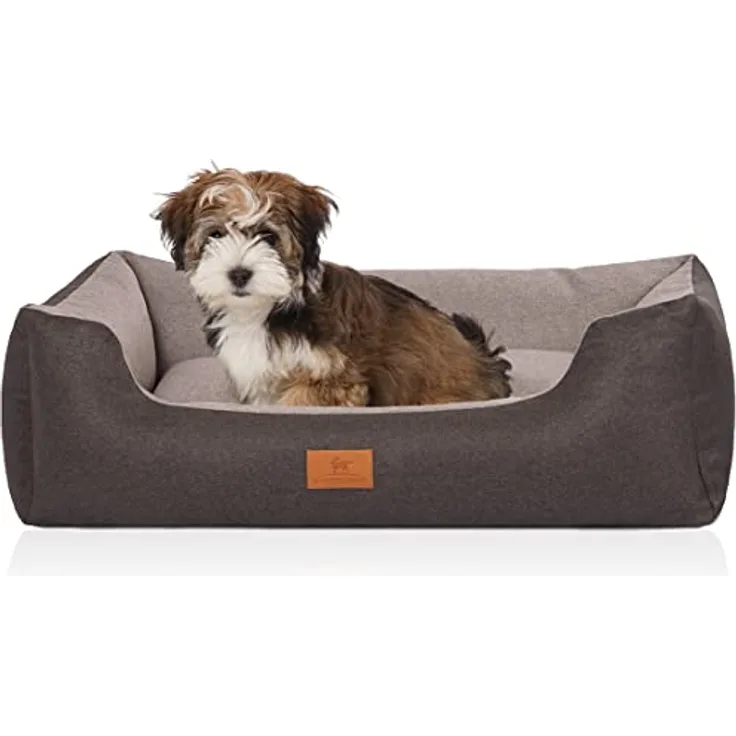 Knuffelwuff 14096-001 Hundebett Hundekörbchen Hundesofa Hundekissen Hundekorb Bezug Waschbar Luke M-L Schwarz-Grau