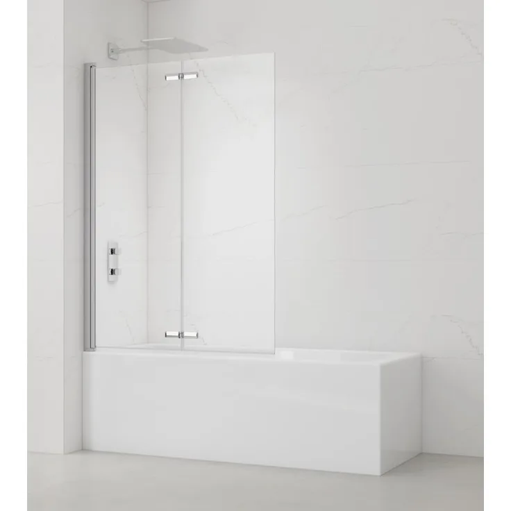 SAT Badewannenaufsatz 2-teilig, 105 cm x 150 cm, Klarglas mit Chrom, 6 mm Sicherheitsglas, leichte Montage