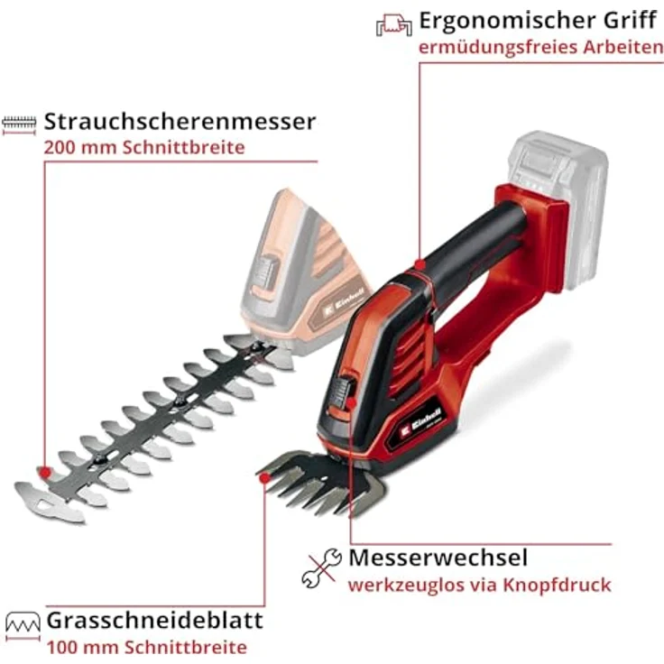 Einhell Akku-Gras- und Strauchschere GE-CG 18-100 Li Power X-Change - ohne Akku ohne Ladegerät – Bild 3