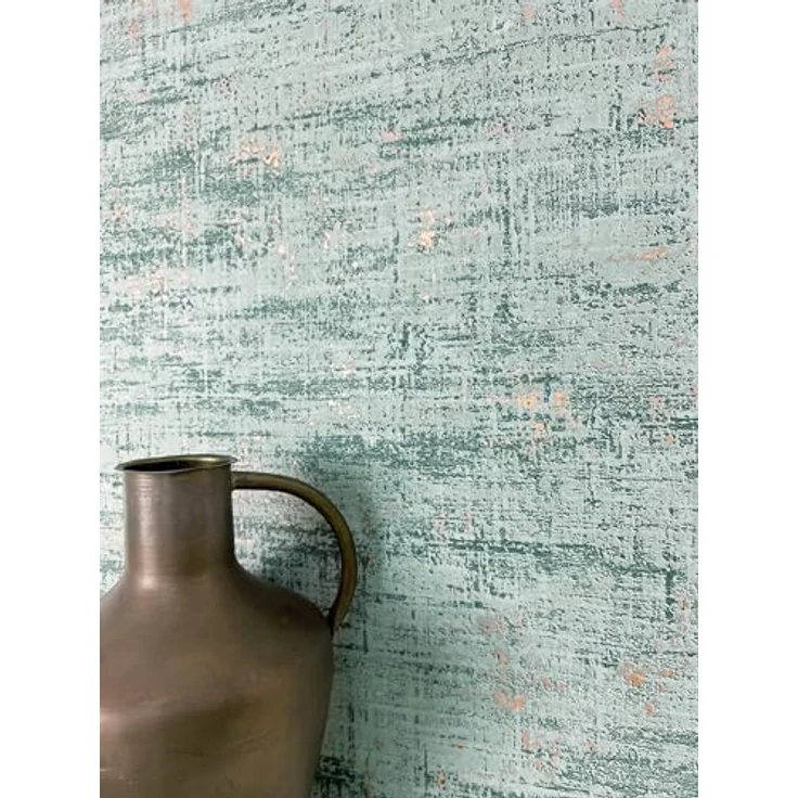 Newroom Newroom Tapete Grün Vlies Betonoptik, Industrial Used Look mit Metallic Glanz, 10,05 m x 0,53 m für Wohnzimmer Schlafzimmer – Bild 1