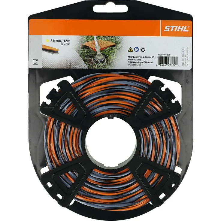 STIHL Mähfaden "CF3 Pro", 3,0 mm/134 m, kreuzförmig, 3-Komponenten, hochfest mit Carbonfaser, leise durch Verdrillung