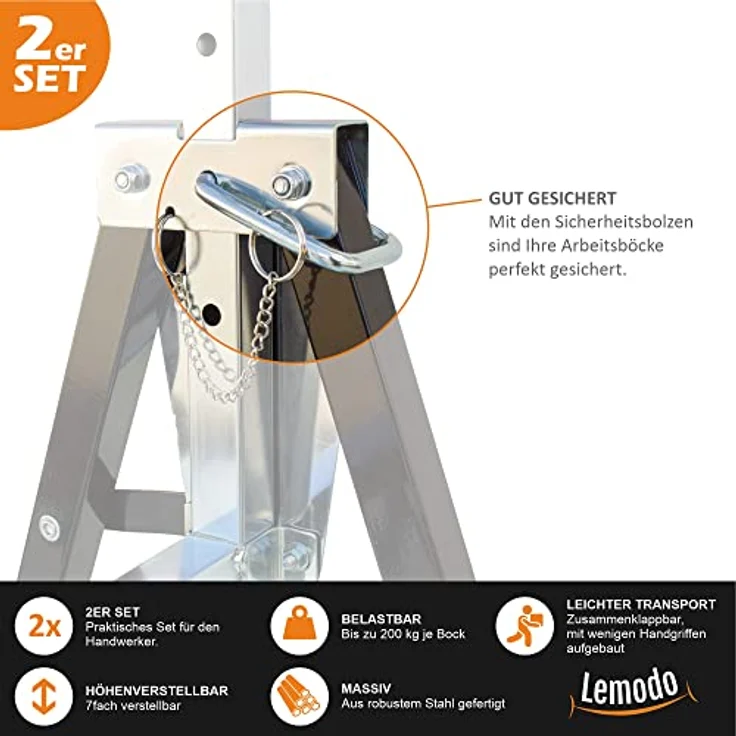 Gerüstbock, höhenverstellbar, 2 Stück, 200kg pro Stützbock - Preisvergleich – Bild 4