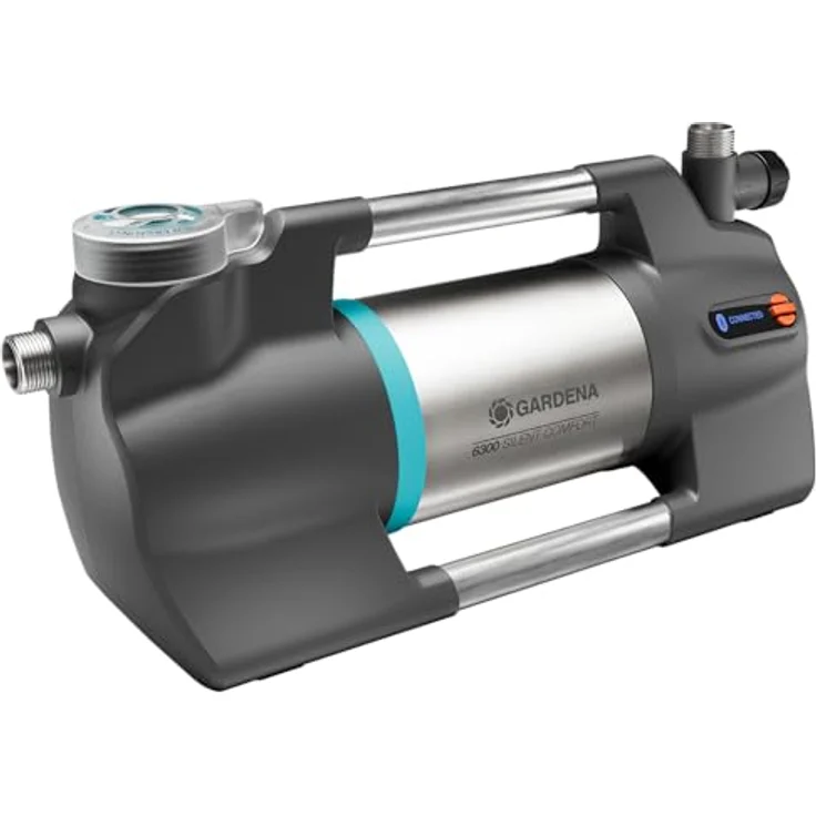 Gardena Gartenpumpe 6300 SilentComfort, Extra leise Bewässerungspumpe mit App Steuerung, Fördermenge 6300 l/h, rostfreier Edelstahl, stromsparend, wasserfest, Trockenlaufsicherung (9058-20) – Bild 1