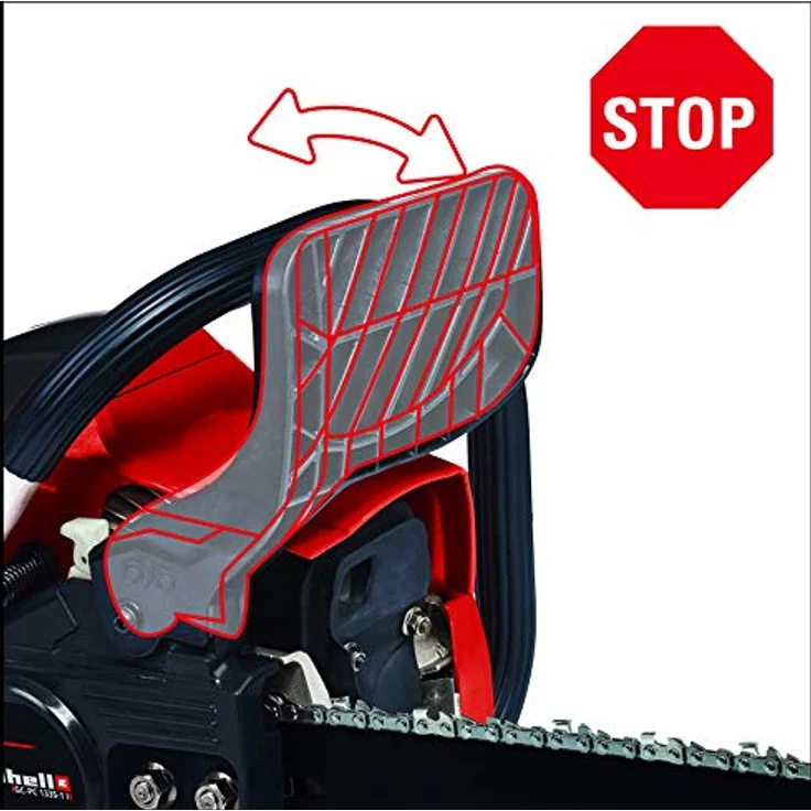 Einhell Benzin-Kettensäge GC-PC 1335-1 I - 1.3 kW, 34,5 cm Schnittlänge, 35 cm Schwertlänge, OREGON-Qualitätsschwert und kette, Antivibration, Rückschlagschutz mit Sofort-Kettenbremse – Bild 4