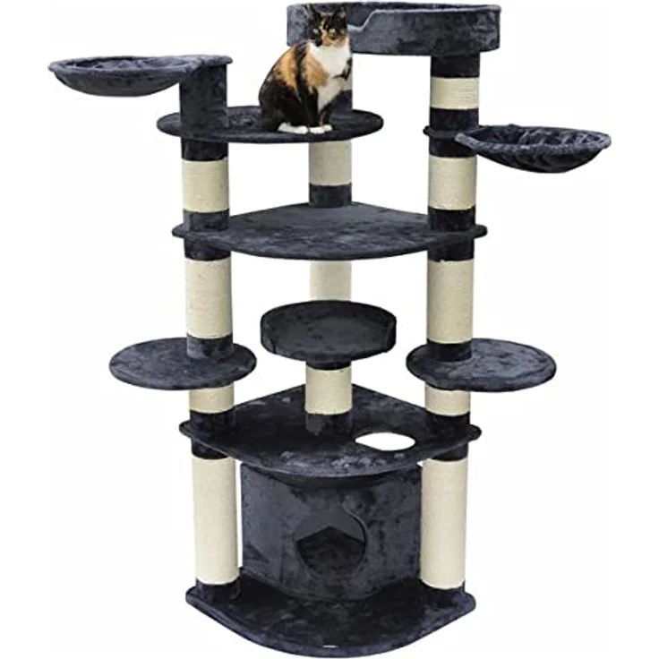 nanook Kratzbaum XXL Katzenbaum, Gigant Deluxe II, Premium Qualität, dunkel grau, für große und schwere Katzen, 15 cm Ø Krätzstämme – Bild 1