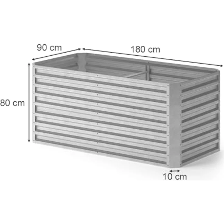 Ok-Living Hochbeet Kräuterbeet Gemüsebeet rechteckig 180x90x80cm (LxBxH) Silber Pflanzkasten Frühbeet Aufzucht Beet Garten – Bild 4