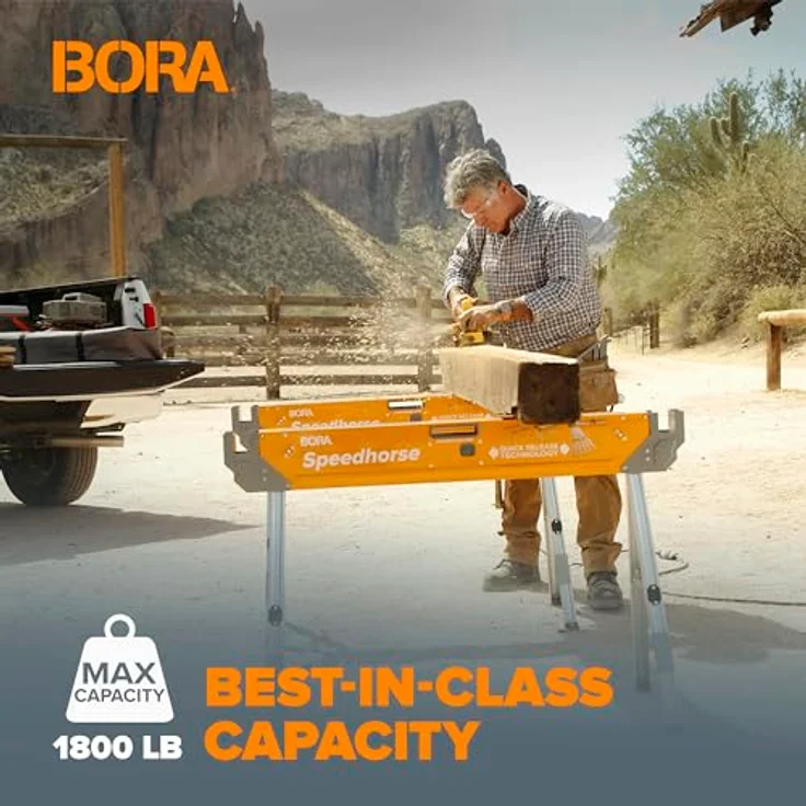 Bora Portamate Speedhorse Sawhorse | Heavy Duty Benchhorse Table Stand with Folding Legs and Metal Top for 2x4 PM-4500 – Bild 3