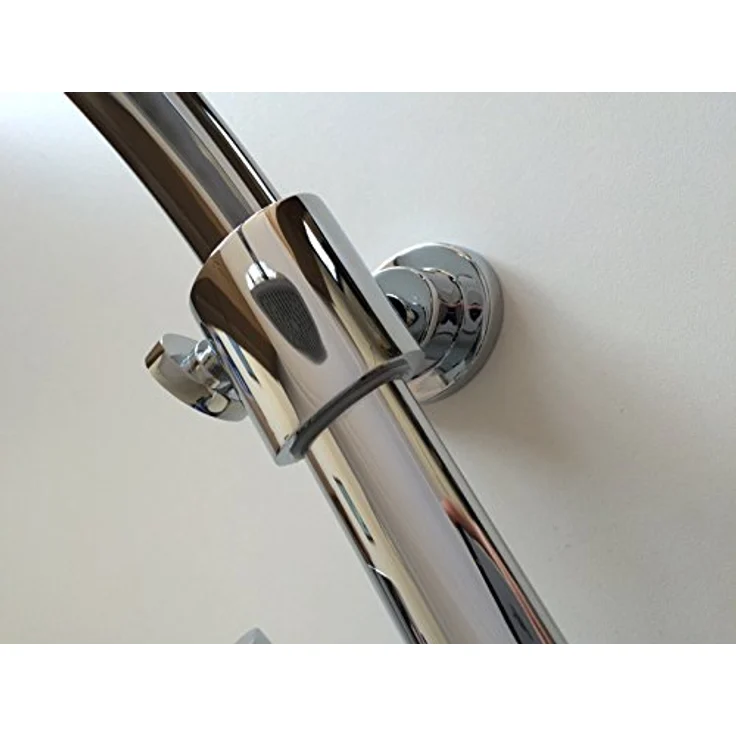 ADOB Thermostat Duschsystem New Malaga, Messing verchromt, höhenverstellbar 1100-1320 mm, Thermostatarmatur, Kopf- und Handbrause, Antikalknoppen, Wandmontage, Silber – Bild 5