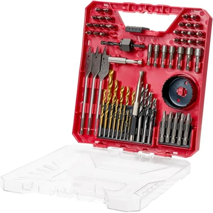VEVOR 70-teiliges Bohrer- und Schraubendreher-Bit-Set, geeignet für Holz, Metall und Zement, inklusive Lochsäge und Dornadapter, in organisiertem Koffer – Bild 1