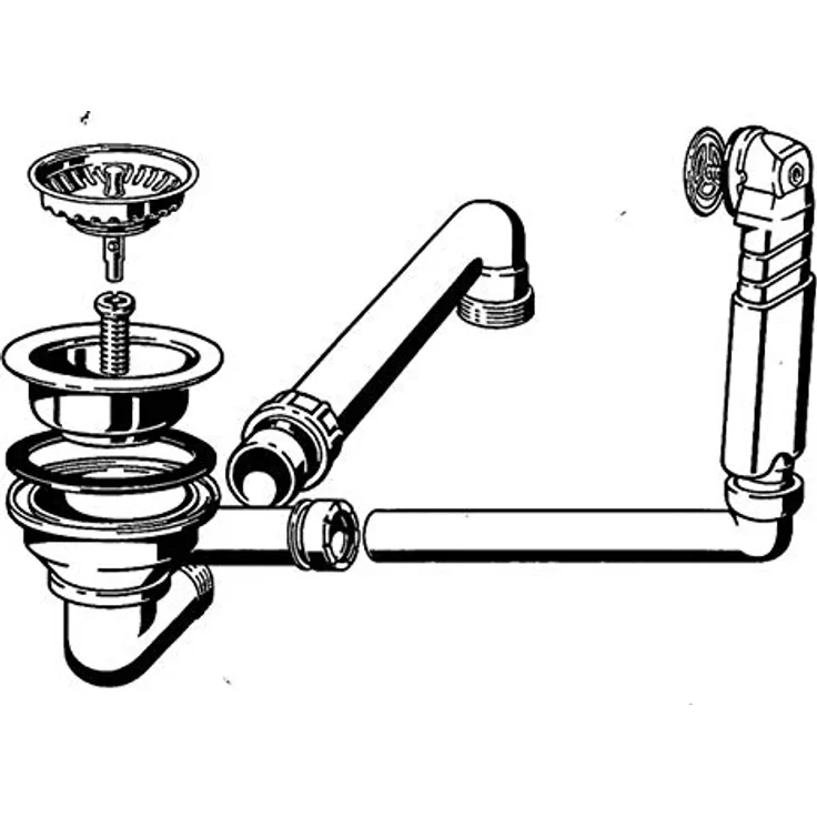 Villeroy & Boch Profi Ablaufgarnitur verchromt für Einbauspülen, inkl. Installationkitt, 3,5 Zoll Anschluss
