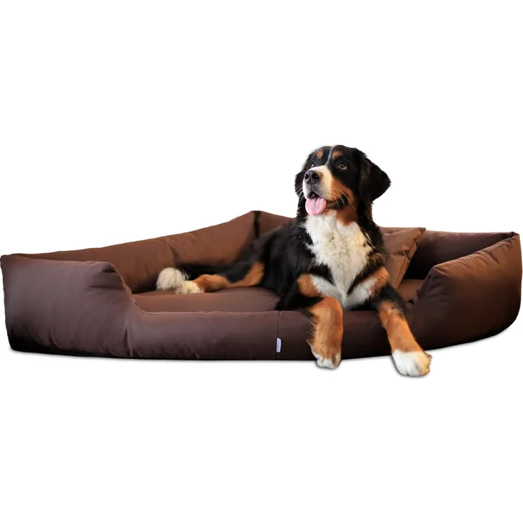 tierlando® Orthopädisches Eckhundebett TRIVIA, Polyester Hundebett mit Visco Schaum, braun