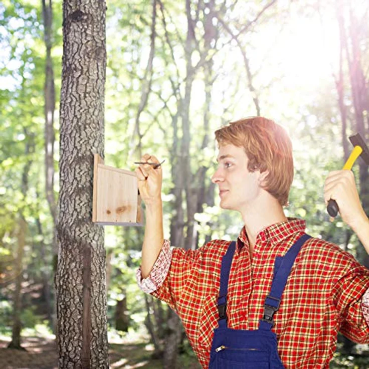 Relaxdays Halbhöhle Nistkasten, Vogelkasten zum Aufhängen, unbehandeltes Holz, Amsel, Flugloch, 20 x 12 x 15,5 cm, natur – Bild 3