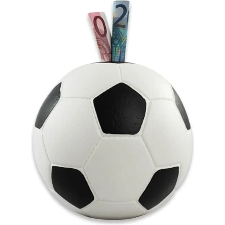 HMF 4790-01 Spardose Fußball Lederoptik 15 cm Durchmesser, schwarz weiß – Bild 2