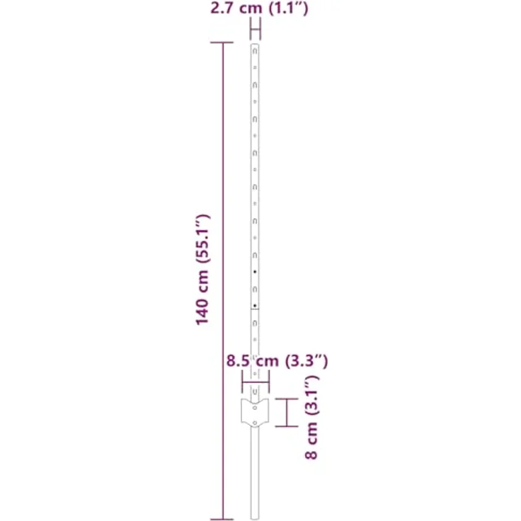 vidaXL U-Kanal Zaunpfosten, 10 Stück, grau, 100 cm, robustes Stahlmaterial für Außenbereich – Bild 7