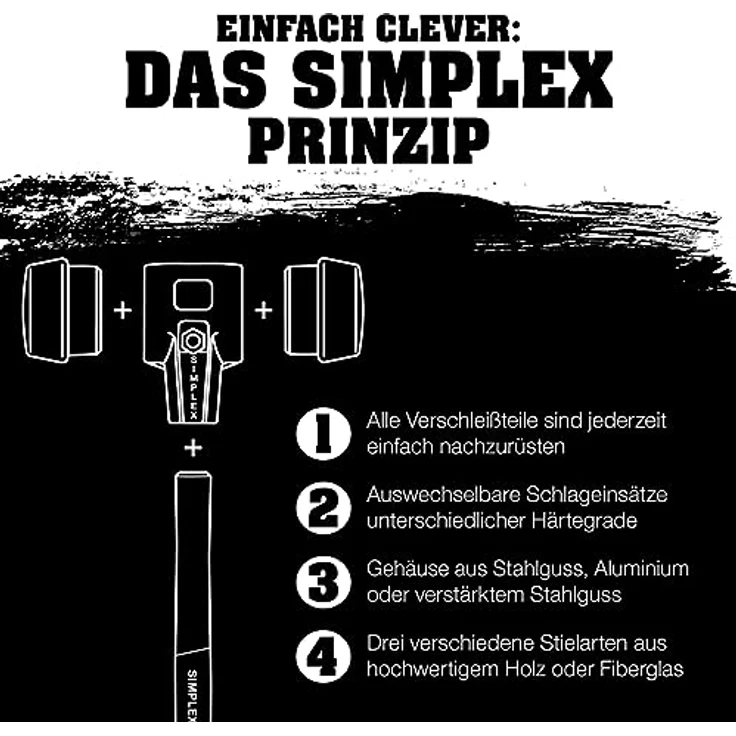Halder-SIMPLEX-Schonhammer mit TE-Gehäuse und Holzstiel, TPE-mid - TPE-soft Ø 80 mm – Bild 8