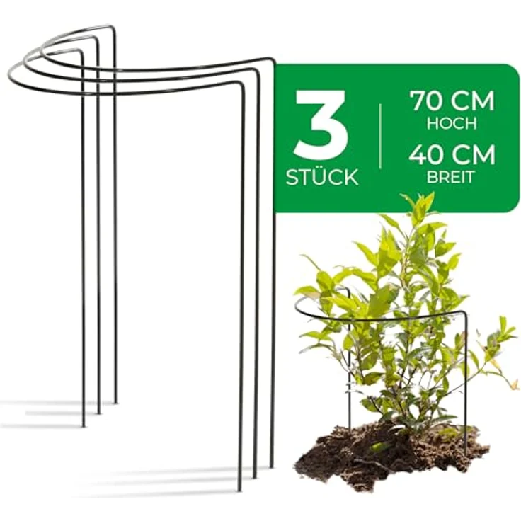 Novatool 3 Strauchstütze Metall halbrund, 40 cm hoch, Ø70 cm, wetterfest und robust für Rosen und Stauden – Bild 1