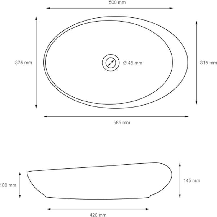 ECD Germany Waschbecken 585x375x145 mm aus Keramik Oval Weiß – Bild 8