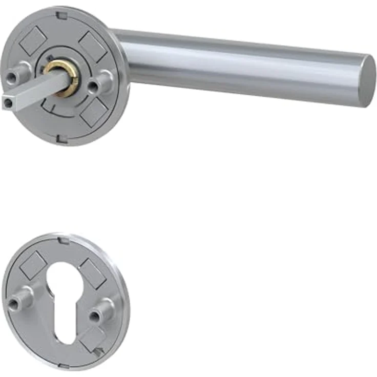 BASI | Drücker-Garnitur aus Edelstahl | Mit 3 mm Magnet Flachrosette | Für Zimmertüren Innentüren | Türstärken 25-65 mm – Bild 3