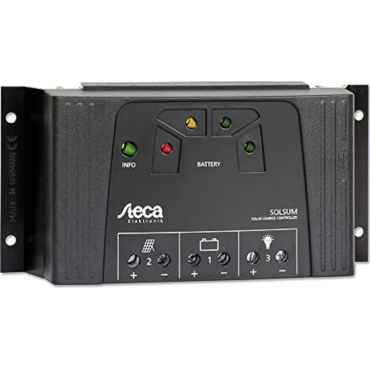 Steca Solsum 2525 12V 24V 25A Solarladeregler mit USB-Ladebuchse, automatischer Spannungsanpassung und Überladeschutz