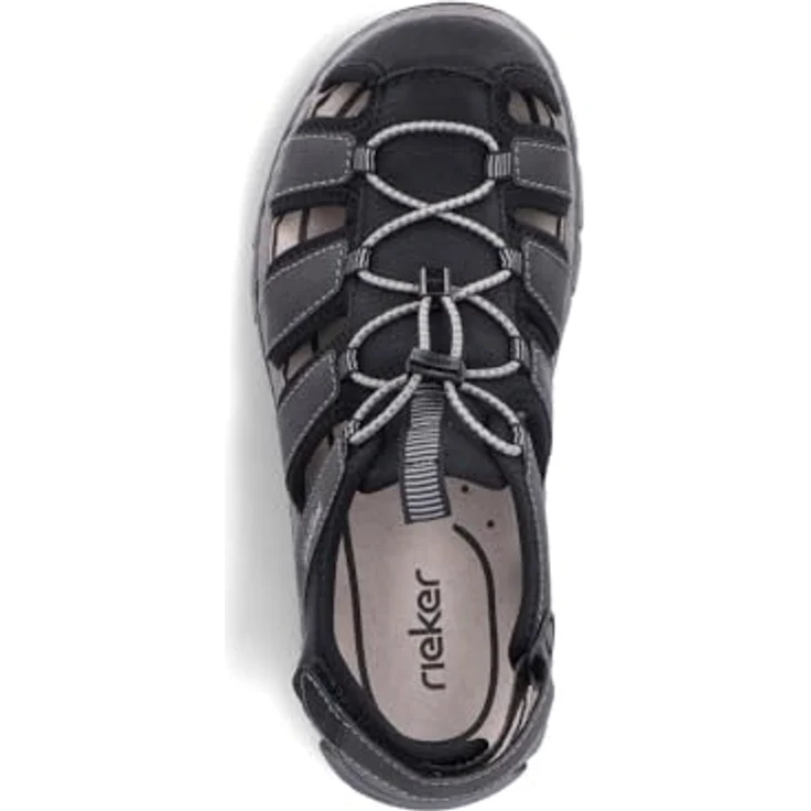 Rieker Sandale, Sommerschuh, Klettschuh, Freizeitsandale, Gummizug, Schellverschluss, schwarz – Bild 4