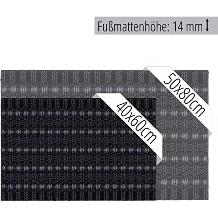 ASTRA Premium Außenbereich-Matte - Poly Brush - strapazierfähige Fußmatte - schwarz/anthrazit - 50 x 80 cm – Bild 4