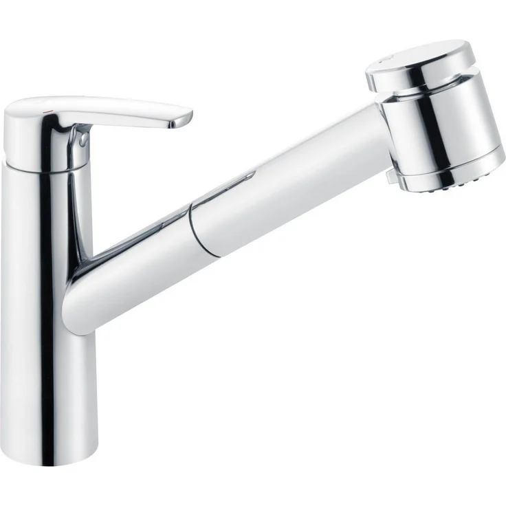 heinrichschulte Küchenarmatur omega_2, Spültischarmatur mit herausziehbarer Handbrause und schwenkbarem Auslauf, hochglanzverchromt